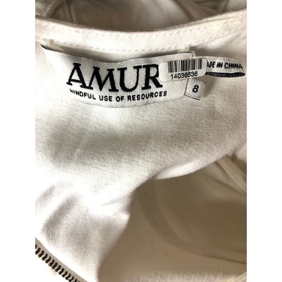 AMUR Beba Dress Sleeveless Button-Front Mini Organic Cotton Blend Denim White 8 - Picture 6 of 8